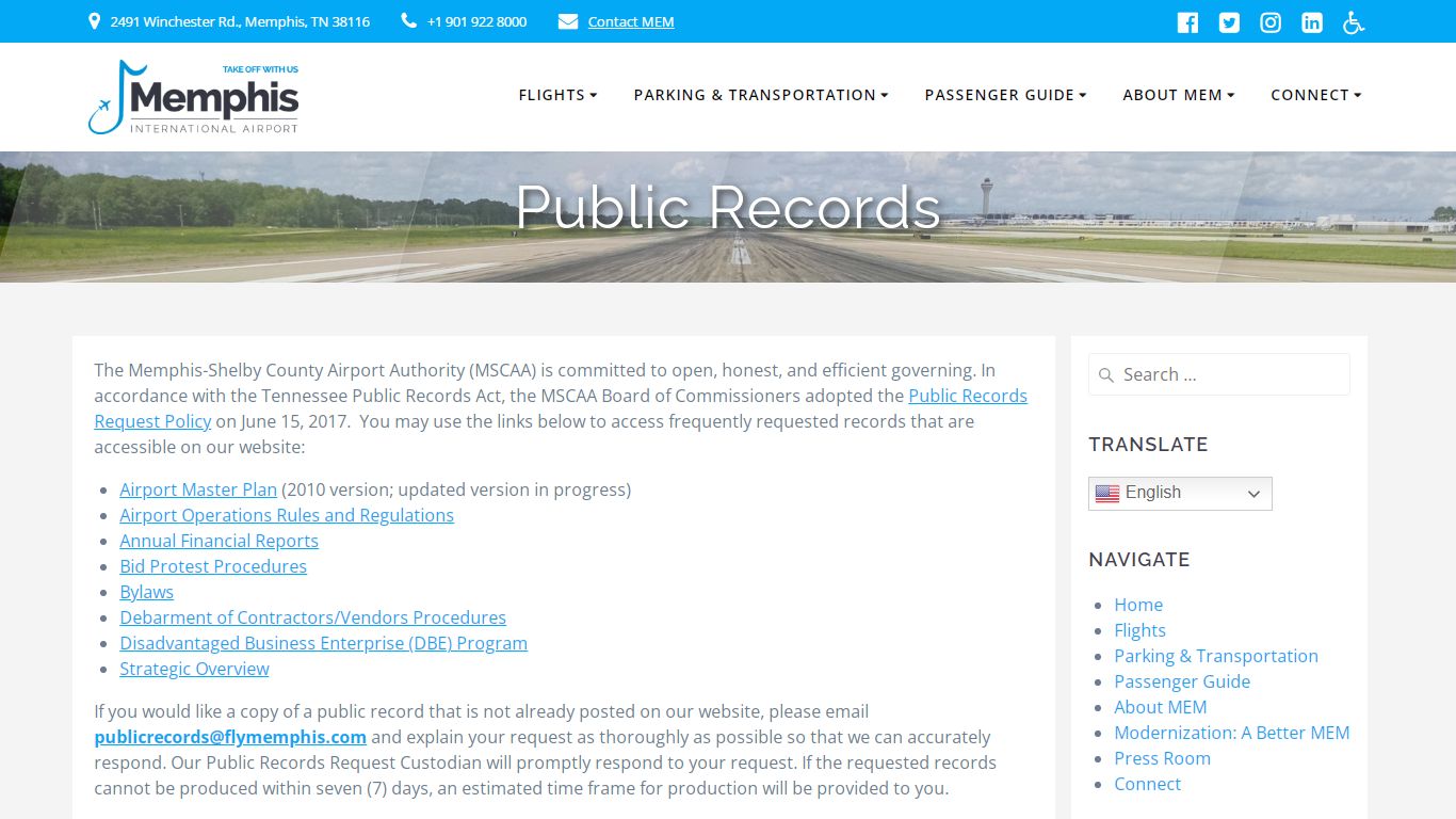 Public Records - Memphis International Airport - MEM